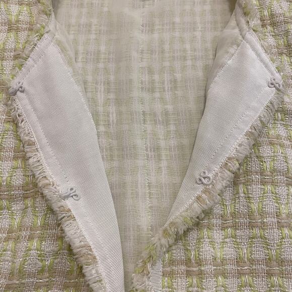 Lafayette 148 16 Tweed Blazer | Bouclé Chartreuse Plaid Career Jacket MSRP $1298 - Picture 4 of 11